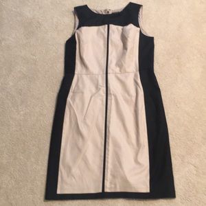Anne Taylor Black and Tan fitted dress zip back 8